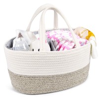 Women  felt cotton rope baby love diaper caddy bag with totes