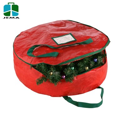 Large PE Woven Cloth Christmas Wreath Storage Bag With Handle