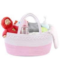 Stocked Cotton Rope Car Caddy organizer baby diaper caddy basket for Diapers and Baby Toy