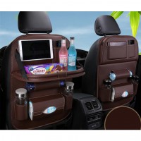 2019 New Designer Pu Leather Car Back Seat Organizer With Table For Universal Cars